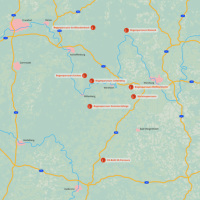 karte-der-3d-bogenregion-alle-acht-bogenparcours Übersicht 3D-Bogenregion Bogenparcours